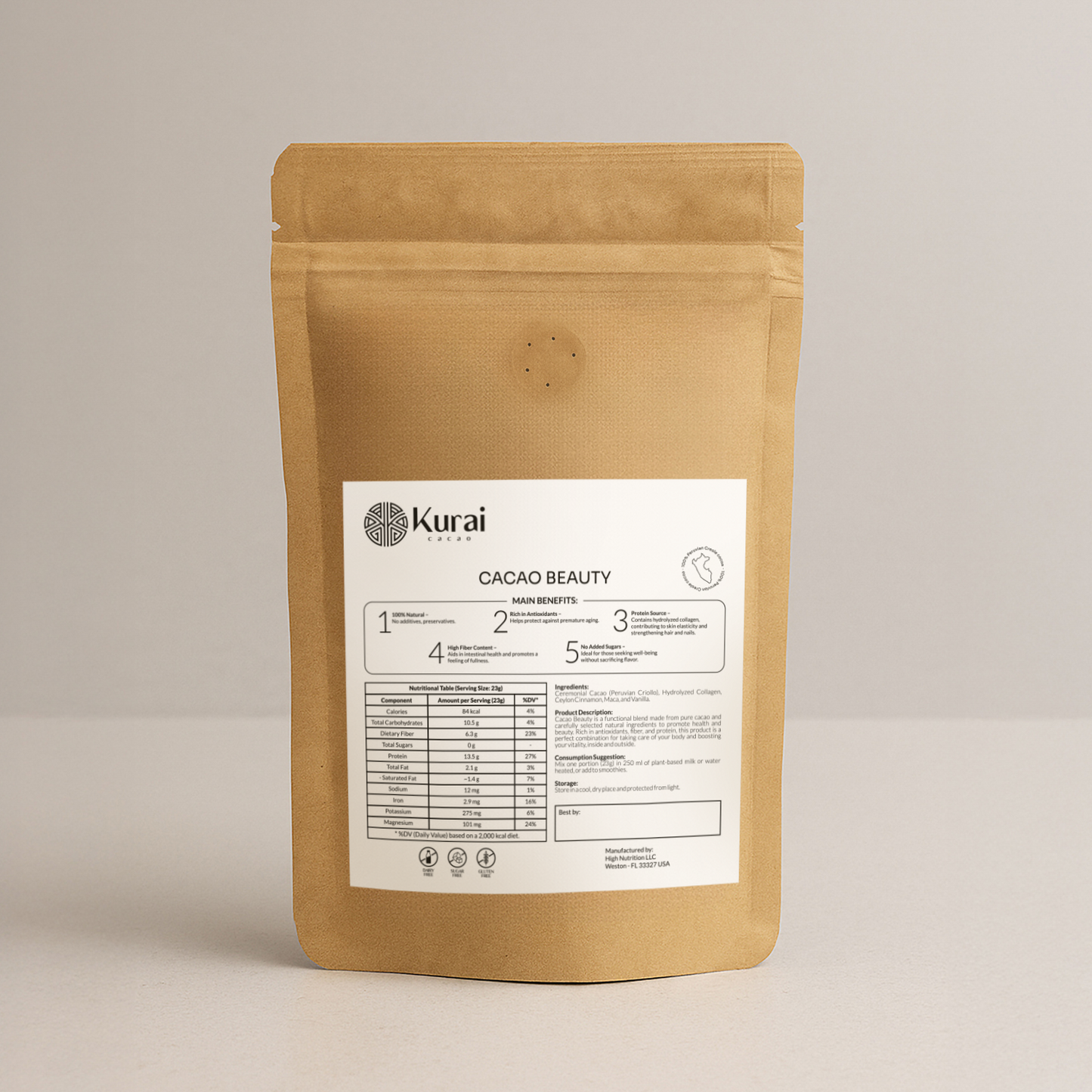 Kurai Cacao Beauty | Ceremonial Cacao Blend with Collagen, Maca, Cinnamon & Vanilla | For Skin Glow, Beauty Rituals and Self-Care